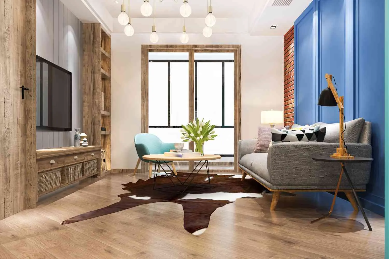 Bright living room filled with furniture